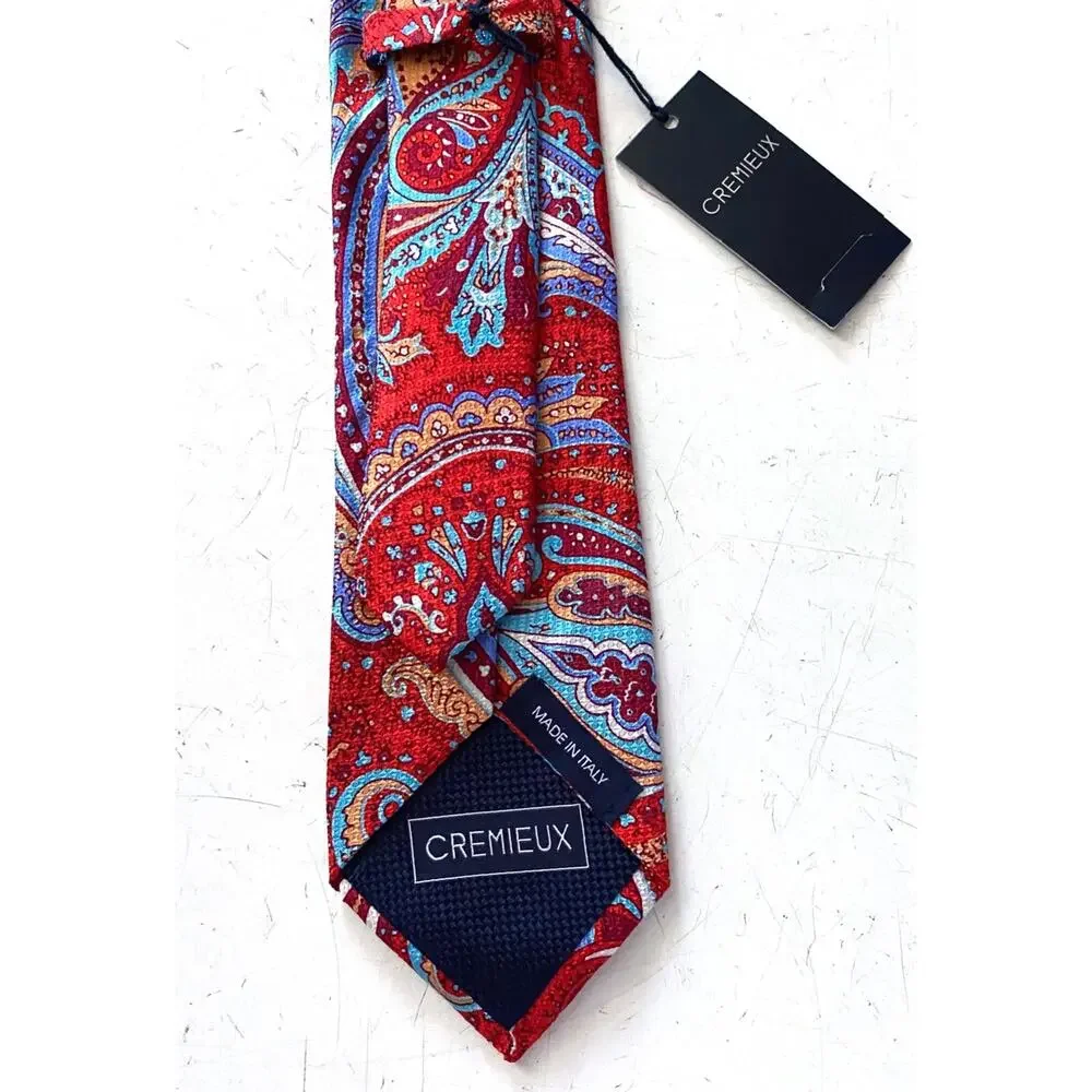 Daniel Cremieux Nwt Textured Red Blue Silk Made in Italy Neck Tie